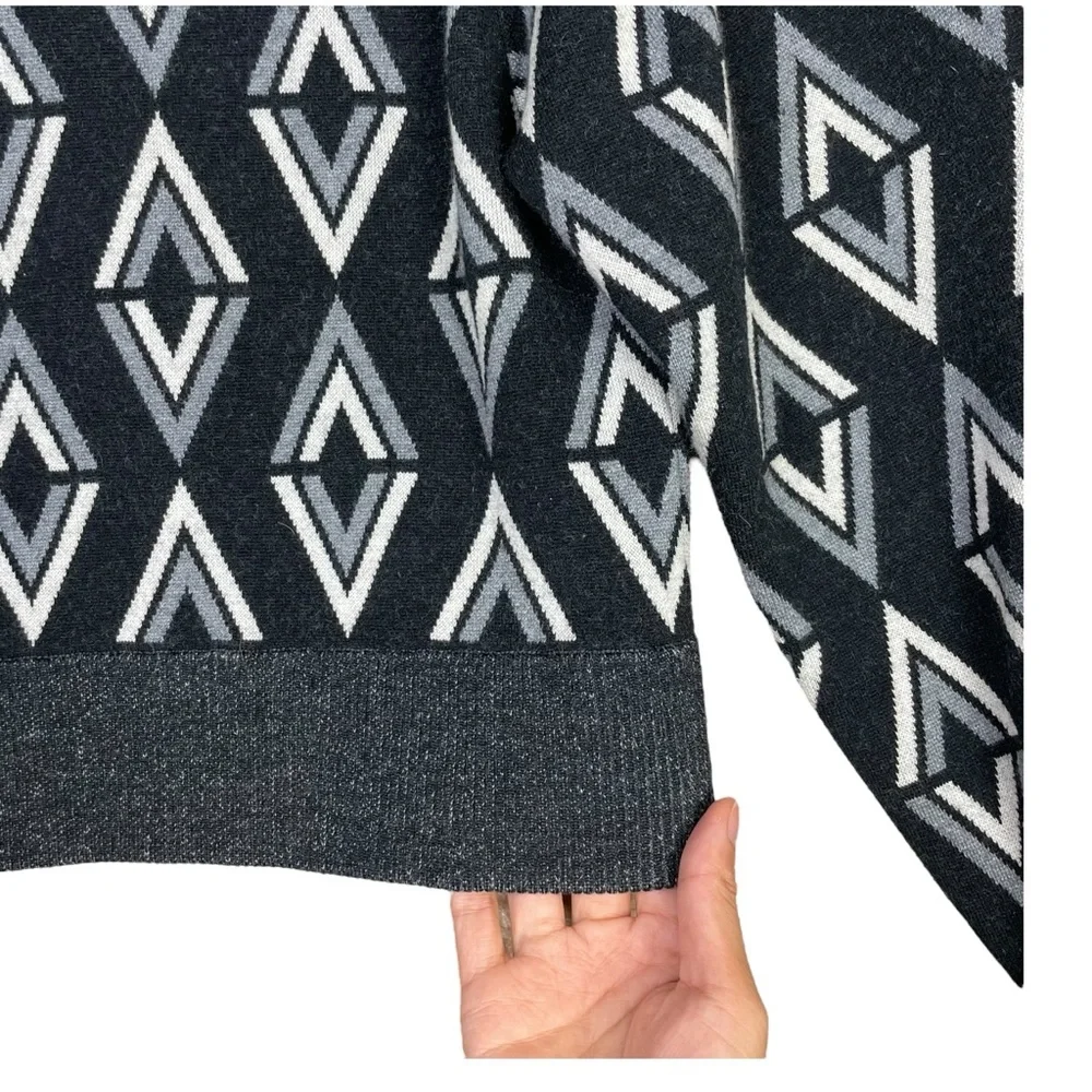 Autumn Adeigbo Sweater Cardigan Anabella Geometric 100% Wool Size S Italy EUC